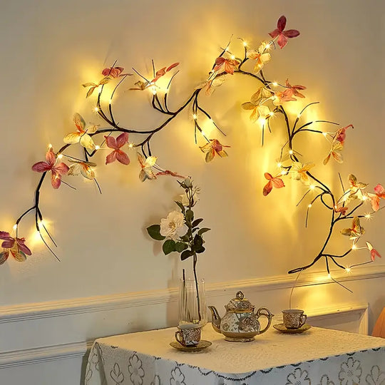 Flexibele LED Wilgentakken Nachtlamp met Vlinderdecoraties