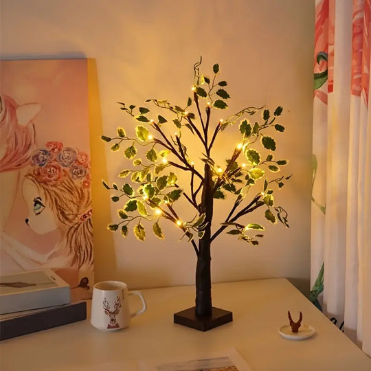 Witte/Zwarte Berkenboom LED Nachtlamp