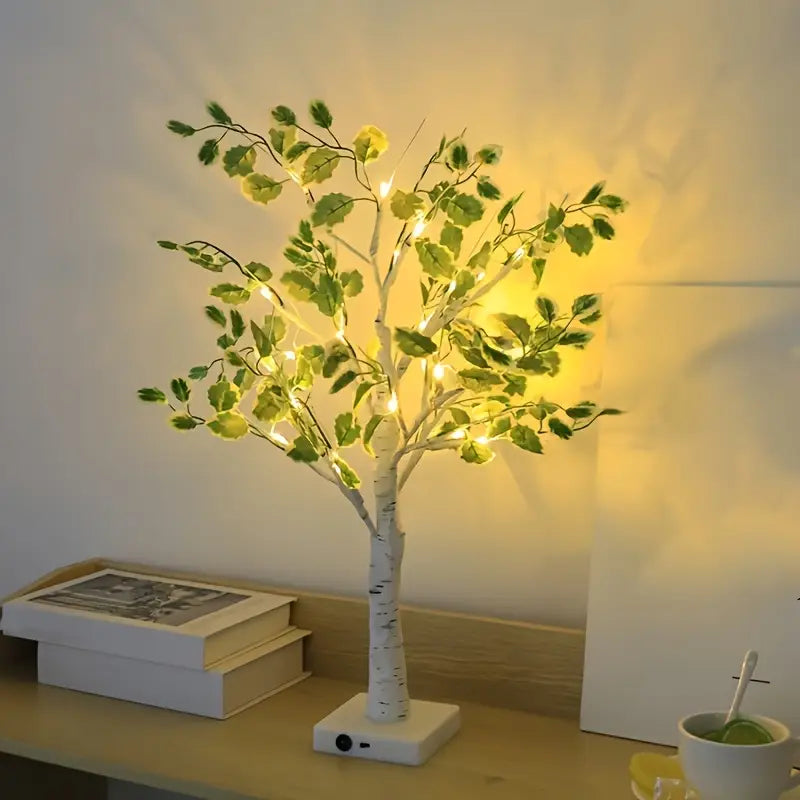 Witte/Zwarte Berkenboom LED Nachtlamp