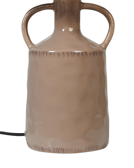 Tafellamp | Keramische Lamp met Rieten Kap