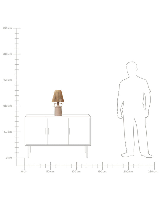 Tafellamp | Keramische Lamp met Rieten Kap
