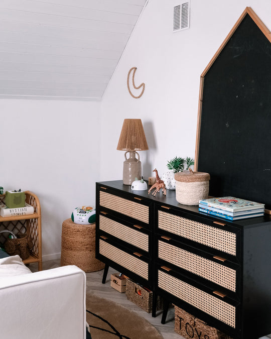 Tafellamp | Keramische Lamp met Rieten Kap